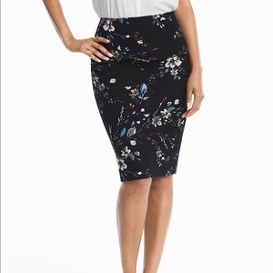 WHBM Black Floral Pencil Skirt